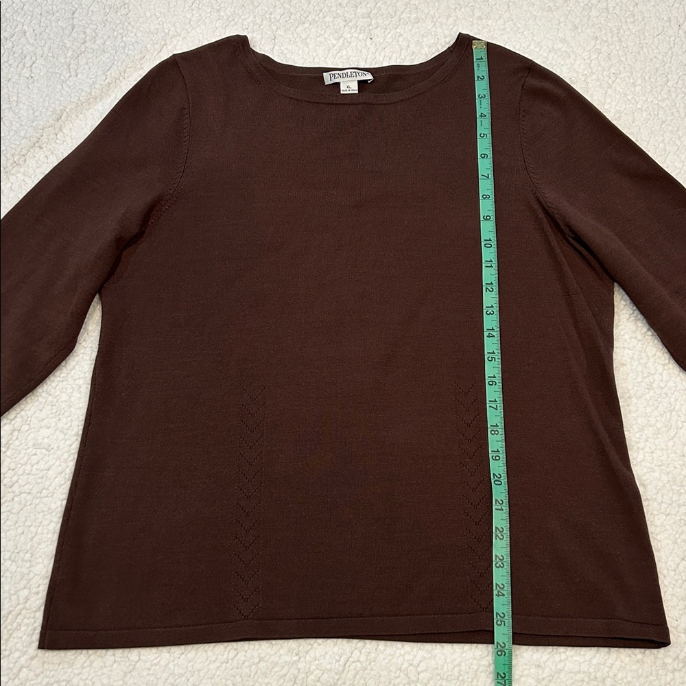 Pendleton Silk Blend 3/4 Sleeve Sweater size XL Brown Minimalist Neutral - Picture 12 of 16